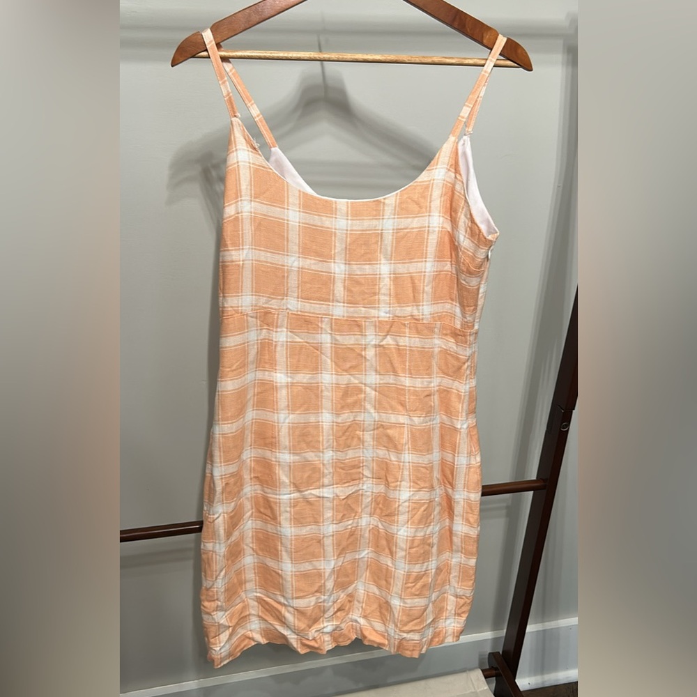 Forever 21 Orange and White Spaghetti Strap Midi Dress